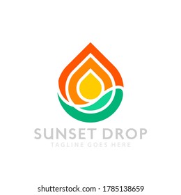 Sunset Drop Logos Design Vector Illustration Template