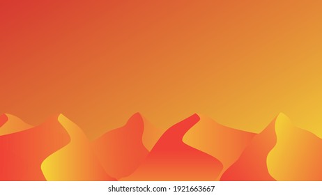 Sunset in the dunes minimalist scenery. Orange vector background 