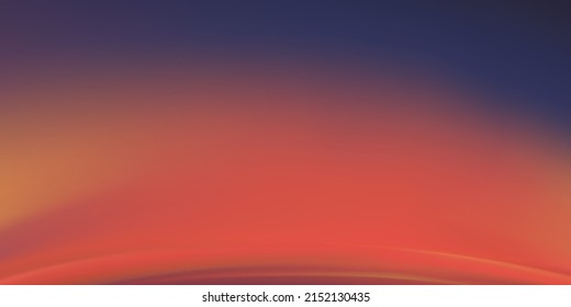 Sonnenuntergang abends Himmel in orangefarbener, gelber und violetter Farbe, Dramatische Dämmerlandschaft mit dunkelblauem Himmel, Vektorhorizon-Hintergrund Banner schöner natürlicher Sonnenaufgang für den Frühling, Sommerhintergrund