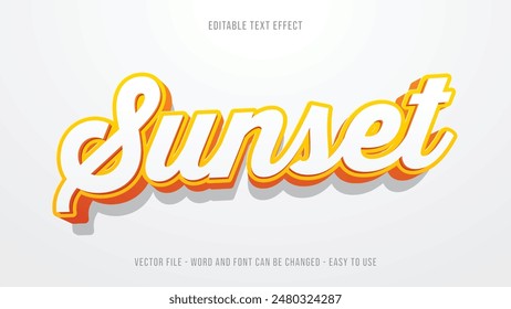 Efecto de texto editable Sunset, estilo 3d de texto editable