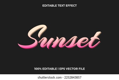 sunset editable text effect, lettering typography font style, trendy 3d text for tittle