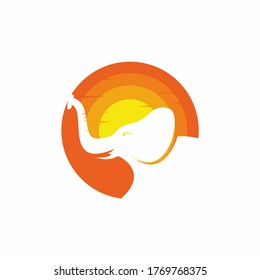 Logo-Vorlage für Sunset-Elefanten