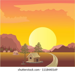 sunset evening landscape