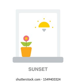 Sunset flat icon on white transparent background. You can be used sunset icon for several purposes.