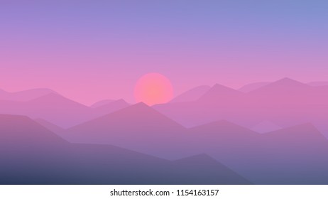 Sunset flat landscape background