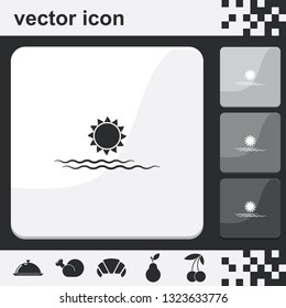 Sunset flat set of buttons vector icon.
