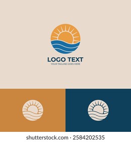 Sunset Flat vector logo design template