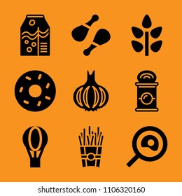 sunset, flavor, drink, breakfast, sprinkles and colorful icon vector set. Flat vector design with filled icons. Designed for web and software interfaces
