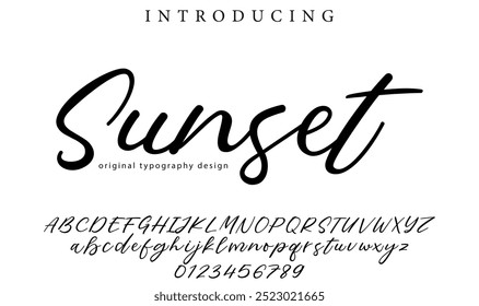 Sunset Font Stylish brush painted an uppercase vector letters, alphabet, typeface