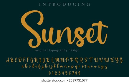 Sunset Font Stylish brush painted an uppercase vector letters, alphabet, typeface