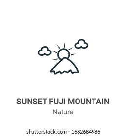 Sunset fuji mountain outline vector icon. Thin line black sunset fuji mountain icon, flat vector simple element illustration from editable nature concept isolated stroke on white background