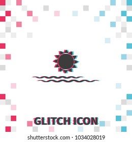 Sunset  glitch effect vector icon.