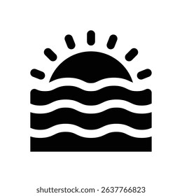 sunset glyph icon. Strong and solid vector icon for websites, mobile interfaces, presentations, and visual branding. High quality and easy to edit.
