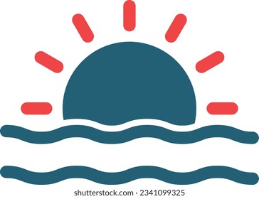 Icono De Dos Colores Sunset Glyph Para Uso Personal Y Comercial.
