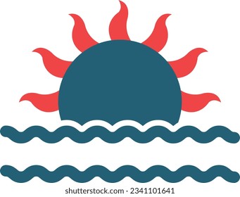Sunset Glyph Two Color Icon For Personal And Commercial Use.
