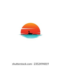 Sunset and goose vector graphics