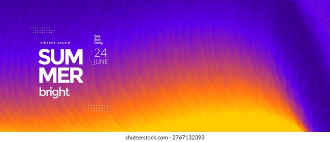 Sunset gradation background with smooth purple to orange and yellow transition and soft wavy texture. Vibrant summer event poster concept