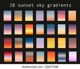 Sunset gradient bundle  Sky backgrounds for nature landscapes  Vector poster minimal card templates set  Great for web design as phone wallpapers 