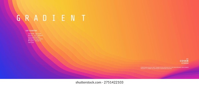 Sunset gradient shape and gradation background sky with flowing layered waves blending. Abstract simple autumn bg vector.