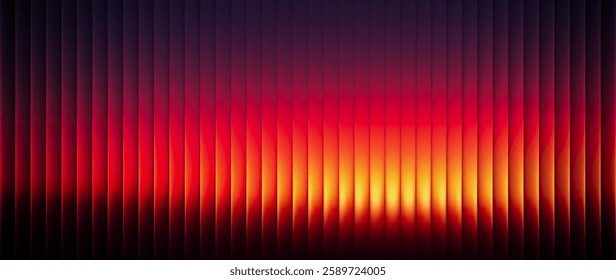 Sunset gradient vertical linear pattern with fractal glass effect and warm blending glowing tones. Serene atmosphere, tranquility sky, peaceful twilight mood aesthetic design. Vector illustration