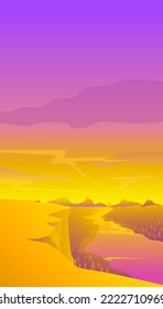 Sunset at the grand canyon landscape. vector illustration of panoramic view