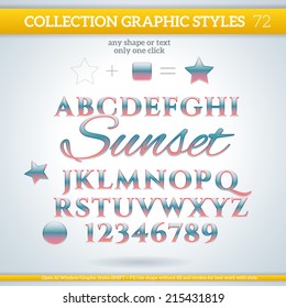 Sunset Graphic Styles for Design. Graphic styles can be use for decor, text, title, cards, events, posters, icons, logo and other.