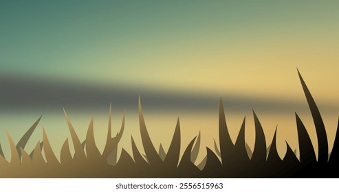  sunset in the grass cartoon background