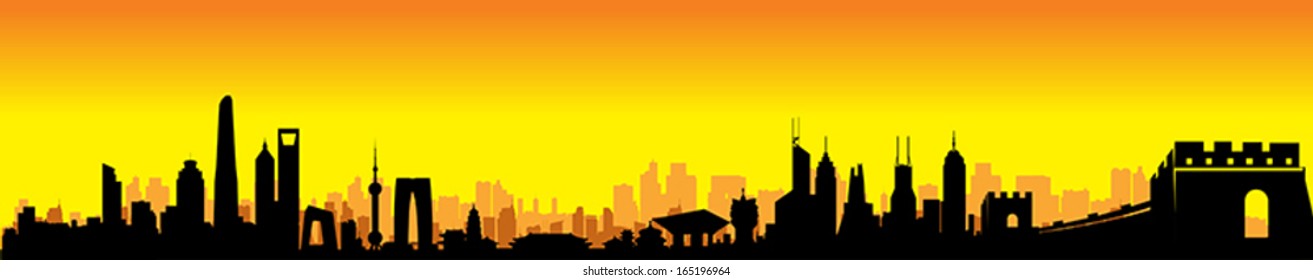 Sunset Great China Building Skyline