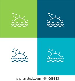 Sunset green and blue material color minimal icon or logo design