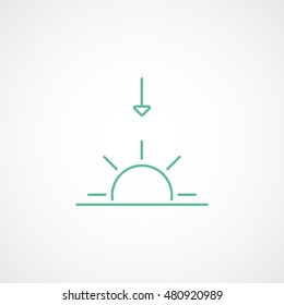 Sunset Green Line Icon On White Background