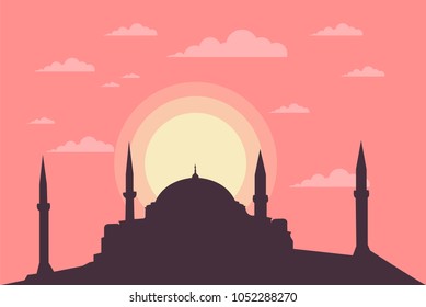 Sunset in Hagia Sophia, vector work