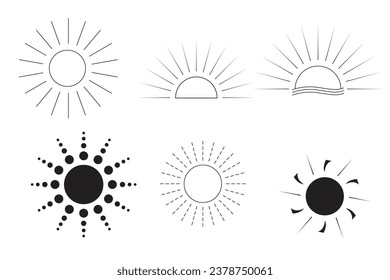 Sunset Hand Drawn Illustrations Vector EPS , Creative Brush Arts