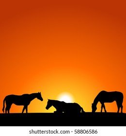 Silhouette de Caballos de Sol