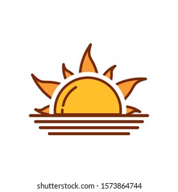 sunset hot fill style icon vector illustration design