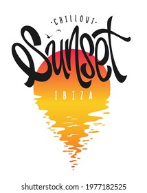 Sunset Ibiza typography, t-shirt graphics