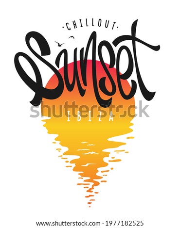 Sunset Ibiza typography, t-shirt graphics