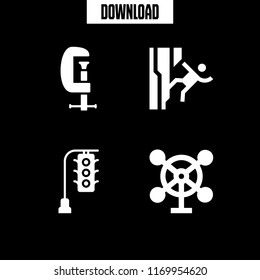 sunset icon. 4 sunset vector set. swing, climbing, construction and traffic light icons for web and design about sunset theme
