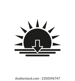 Sunset icon with arrow. Vector illustration. EPS 10.