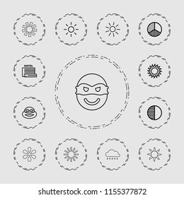 Sunset icon. collection of 13 sunset outline icons such as sun, ninja. editable sunset icons for web and mobile.