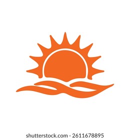 Sunset icon collection.Solar summer icon isolated on white background. Flat design. Vector illustration