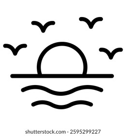 Sunset icon design. Symbol of cold, winter, snow, ice, and weather. Vektor on white background.