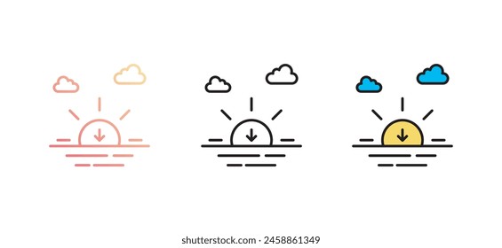Sunset icon design with white background stock illustration