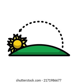 Sunset Icon. Editable Bold Outline With Color Fill Design. Vector Illustration.