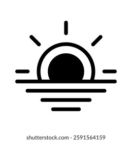 Sunset icon with editable stroke. Sunrise icon with editable stroke