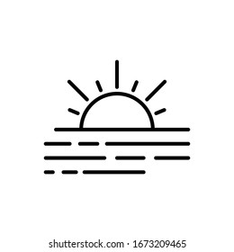 Sunset icon. Flat vector graphic in white background.