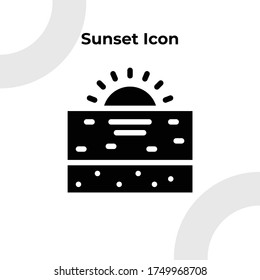 Sunset Icon with Glyph Style, Vector Editable