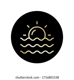 sunset icon golden vector illustration. isolated on white background