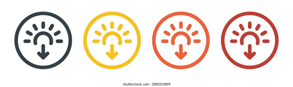 Sunset icon isolated on white. Evening concept