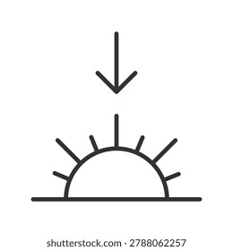 Sunset icon in line design. sunset, sun, horizon, evening, weather, nature, dusk on white background vector. sunset editable stroke icon