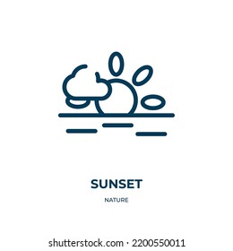Sunset icon. Linear vector illustration from nature collection. Outline sunset icon vector. Thin line symbol for use on web and mobile apps, logo, print media.